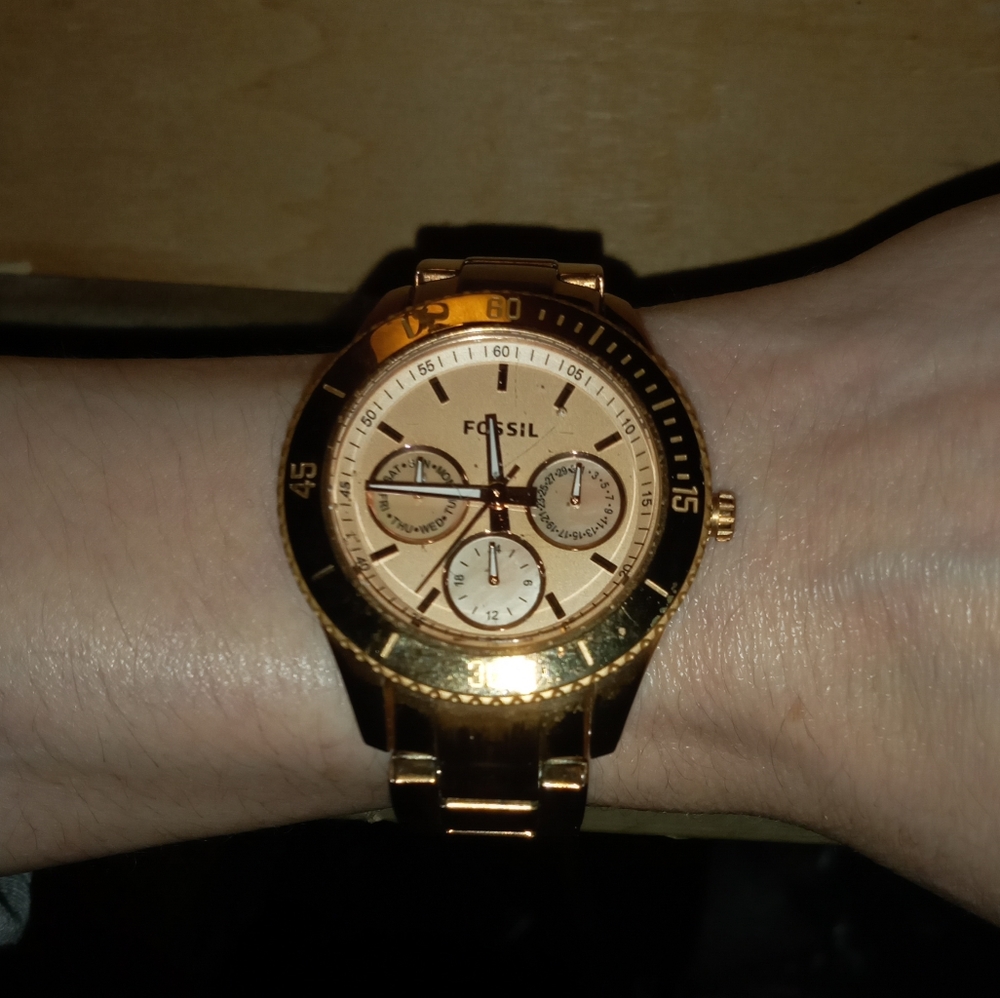 Rose gold Fossil Watch.